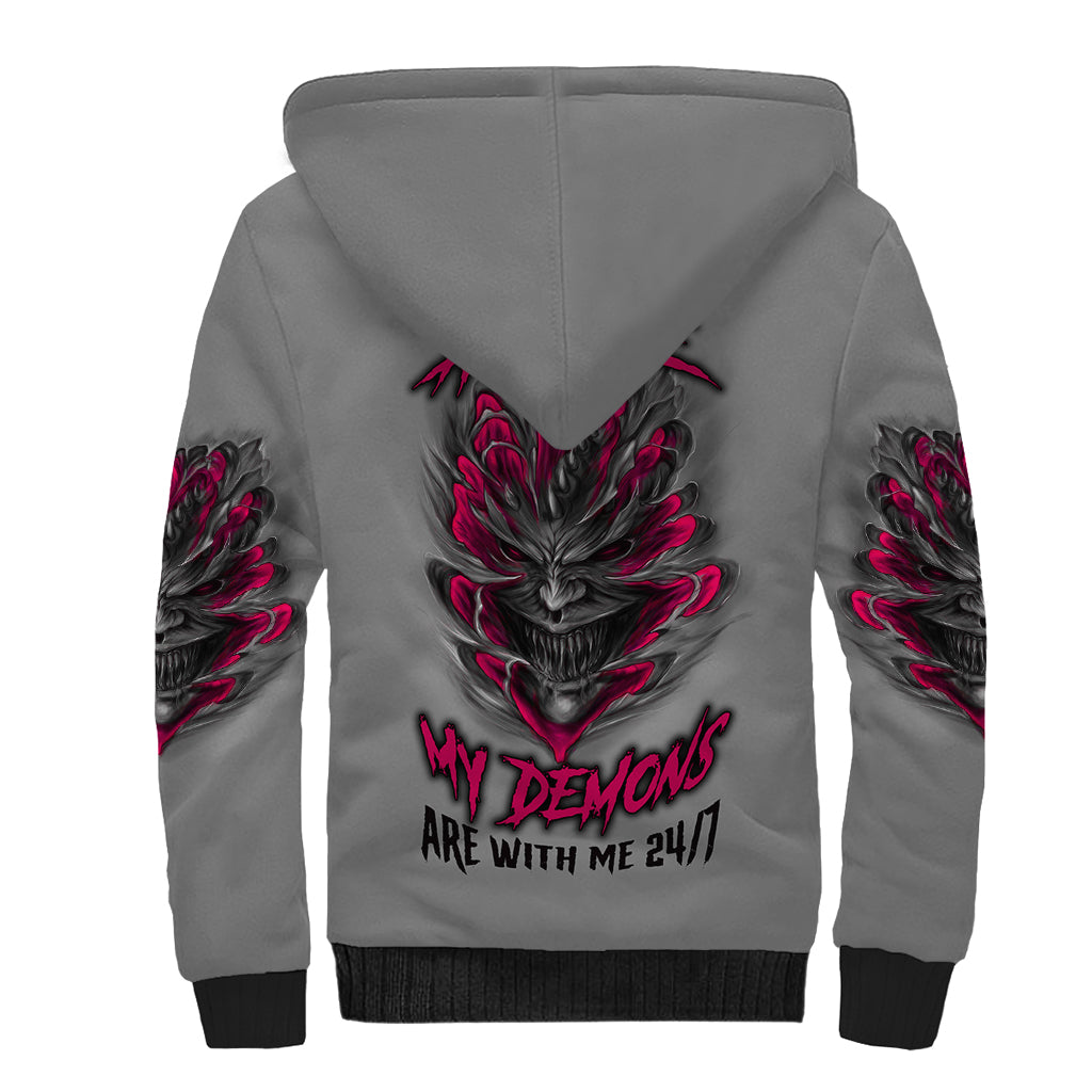 I'm Never Alone Skull Demon Sherpa Hoodie - Wonder Print Shop