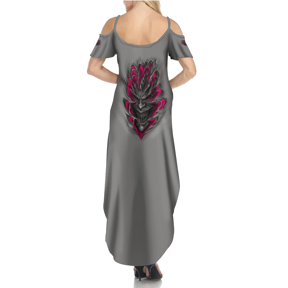 I'm Never Alone Skull Demon Summer Maxi Dress - Wonder Print Shop