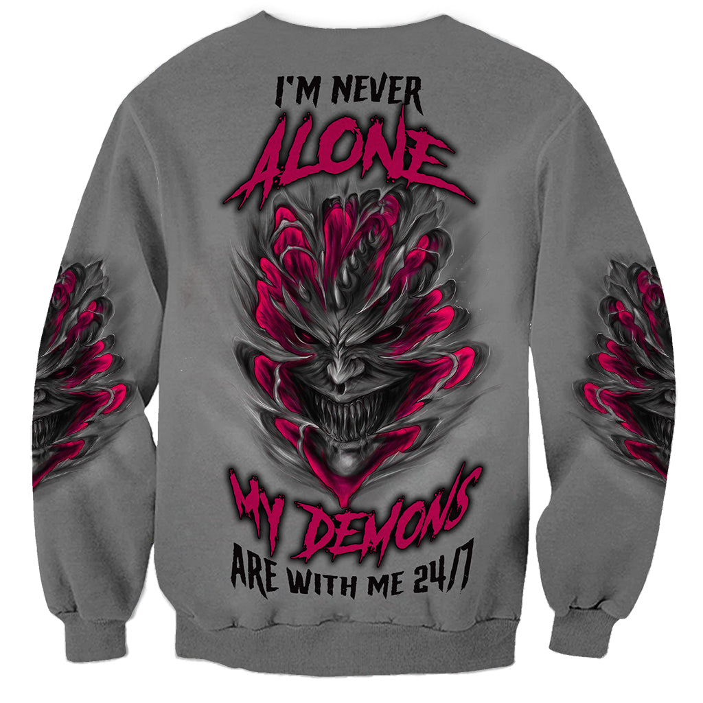 I'm Never Alone Skull Demon Sweatshirt - Wonder Print Shop