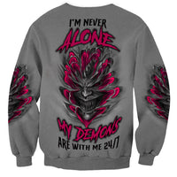 I'm Never Alone Skull Demon Sweatshirt - Wonder Print Shop