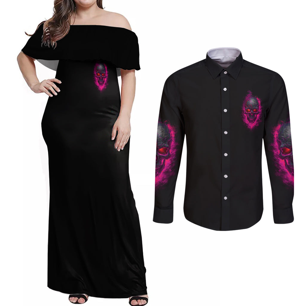 Judge Me When Yours Perfect Otherwise Shut Up Couples Matching Off Shoulder Maxi Dress and Long Sleeve Button Shirt - Wonder Print Shop