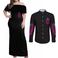 Judge Me When Yours Perfect Otherwise Shut Up Couples Matching Off Shoulder Maxi Dress and Long Sleeve Button Shirt - Wonder Print Shop