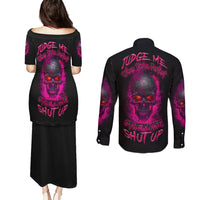 Judge Me When Yours Perfect Otherwise Shut Up Couples Matching Puletasi Dress and Long Sleeve Button Shirt - Wonder Print Shop