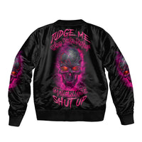 Judge Me When Yours Perfect Otherwise Shut Up Sleeve Zip Bomber Jacket - Wonder Print Shop