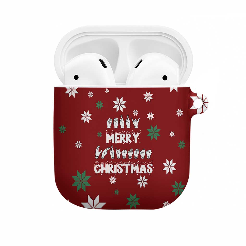 Sign Language Merry Christmas AirPods Case Xmas Holiday Patterns - Wonder Print Shop