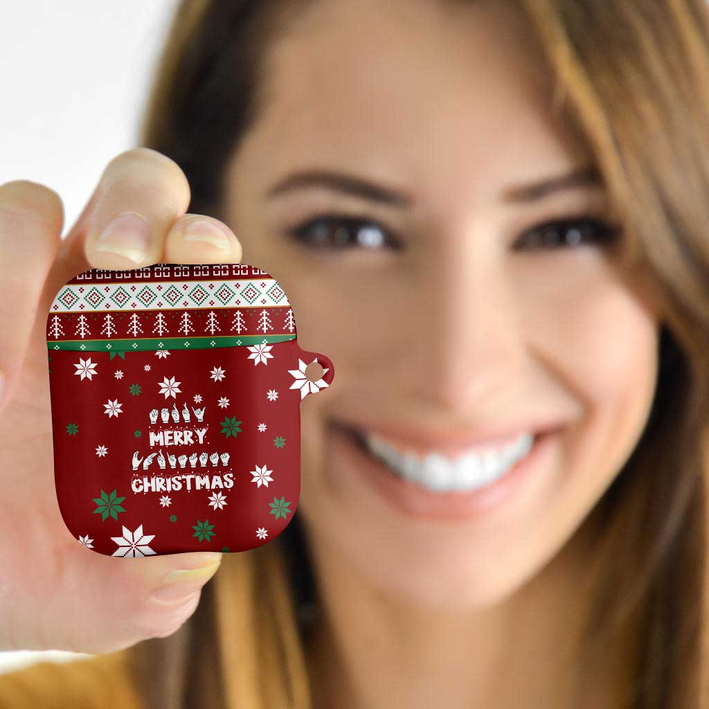 Sign Language Merry Christmas AirPods Case Xmas Holiday Patterns - Wonder Print Shop
