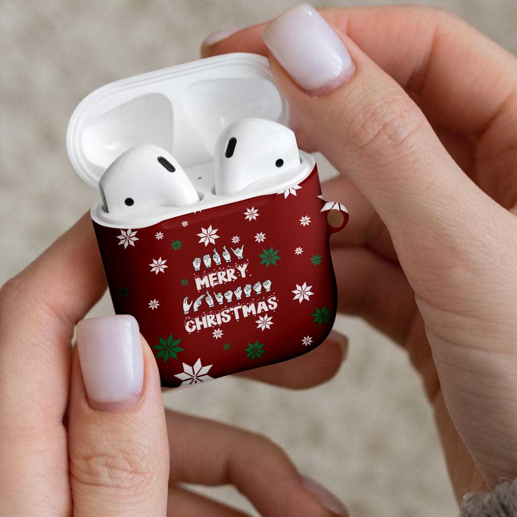 Sign Language Merry Christmas AirPods Case Xmas Holiday Patterns - Wonder Print Shop