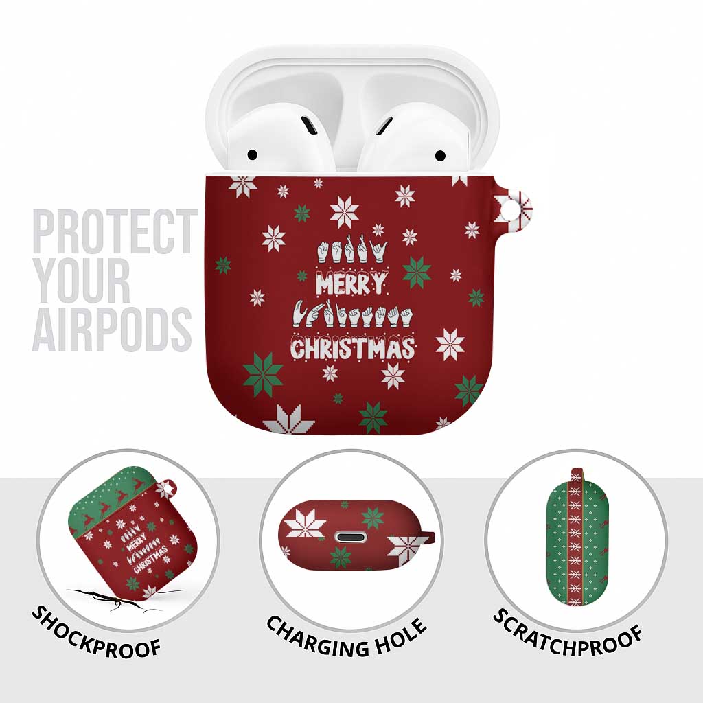 Sign Language Merry Christmas AirPods Case Xmas Holiday Patterns - Wonder Print Shop