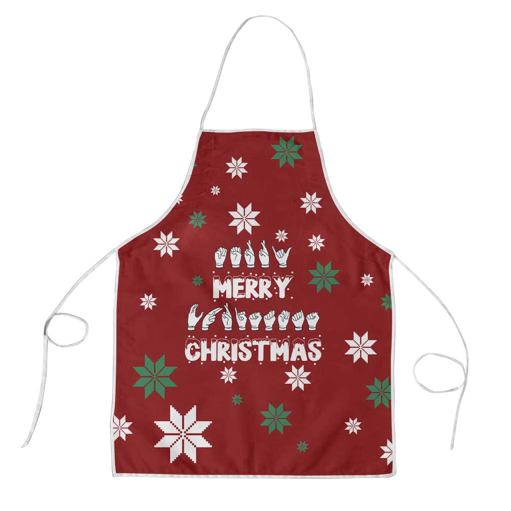 Sign Language Merry Christmas Apron Xmas Holiday Patterns - Wonder Print Shop