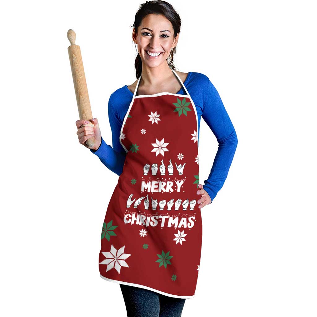 Sign Language Merry Christmas Apron Xmas Holiday Patterns - Wonder Print Shop