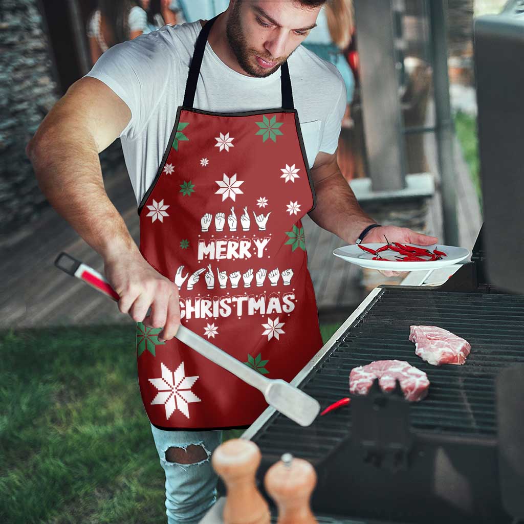 Sign Language Merry Christmas Apron Xmas Holiday Patterns - Wonder Print Shop