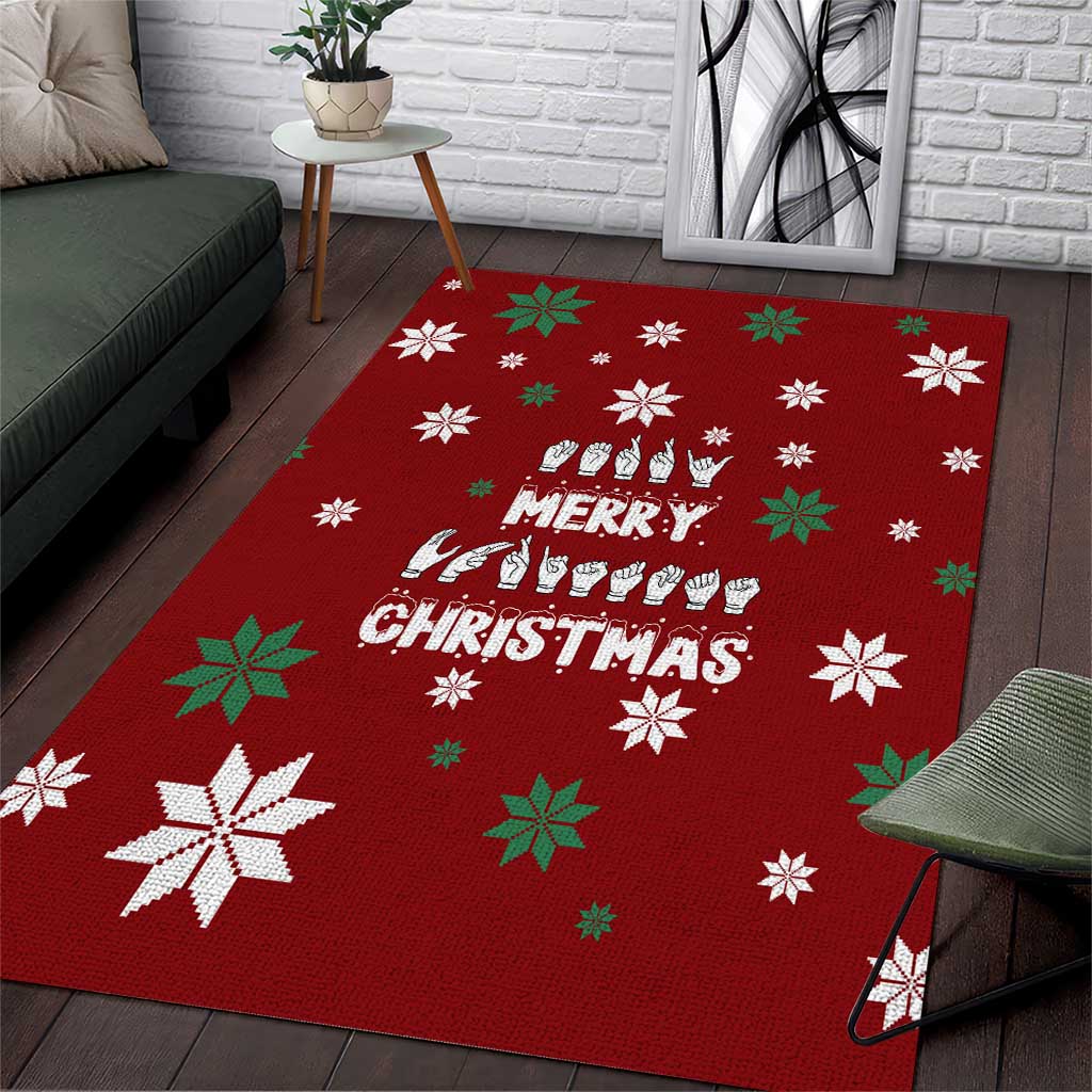 Sign Language Merry Christmas Area Rug Xmas Holiday Patterns - Wonder Print Shop