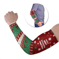 Sign Language Merry Christmas Arm Sleeves Xmas Holiday Patterns - Wonder Print Shop