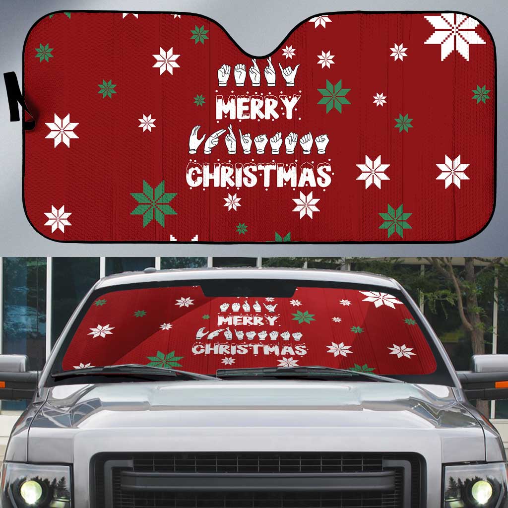 Sign Language Merry Christmas Auto Sun Shade Xmas Holiday Patterns - Wonder Print Shop