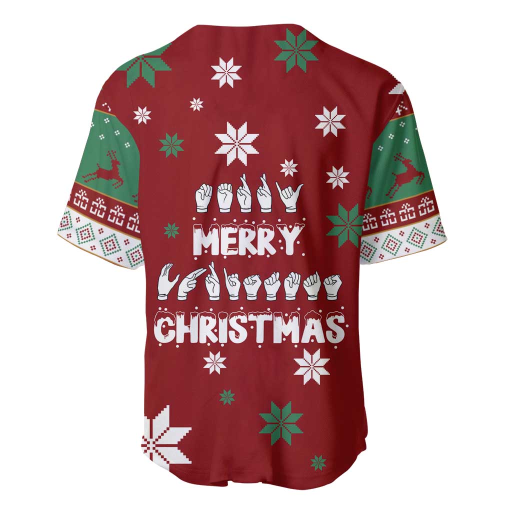 Sign Language Merry Christmas Baseball Jersey Xmas Holiday Patterns - Wonder Print Shop
