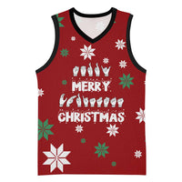 Sign Language Merry Christmas Basketball Jersey Xmas Holiday Patterns - Wonder Print Shop