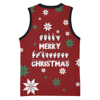 Sign Language Merry Christmas Basketball Jersey Xmas Holiday Patterns - Wonder Print Shop