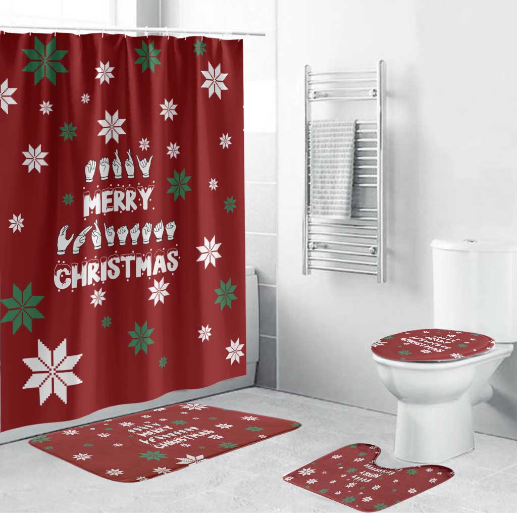 Sign Language Merry Christmas Bathroom Set Xmas Holiday Patterns - Wonder Print Shop