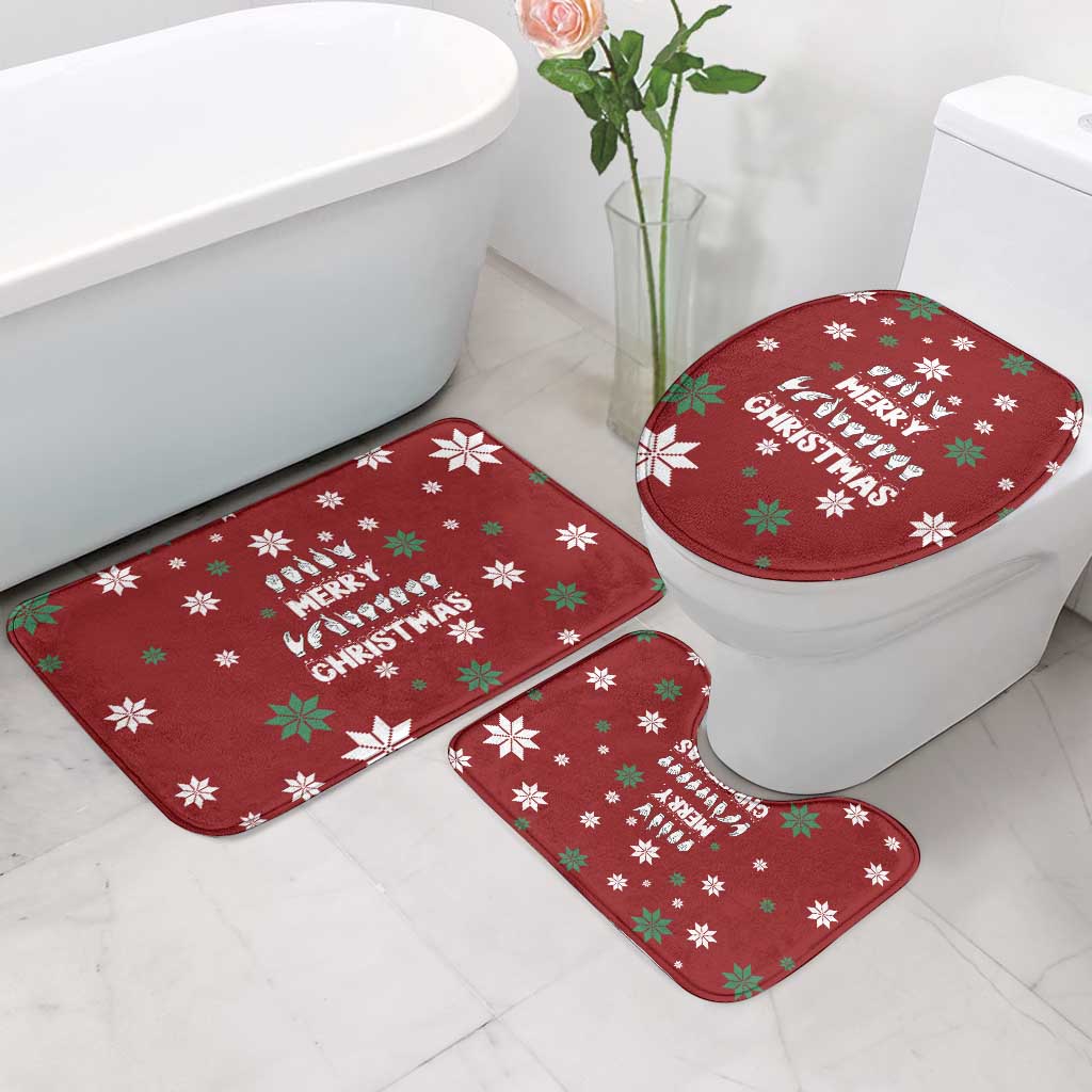 Sign Language Merry Christmas Bathroom Set Xmas Holiday Patterns - Wonder Print Shop
