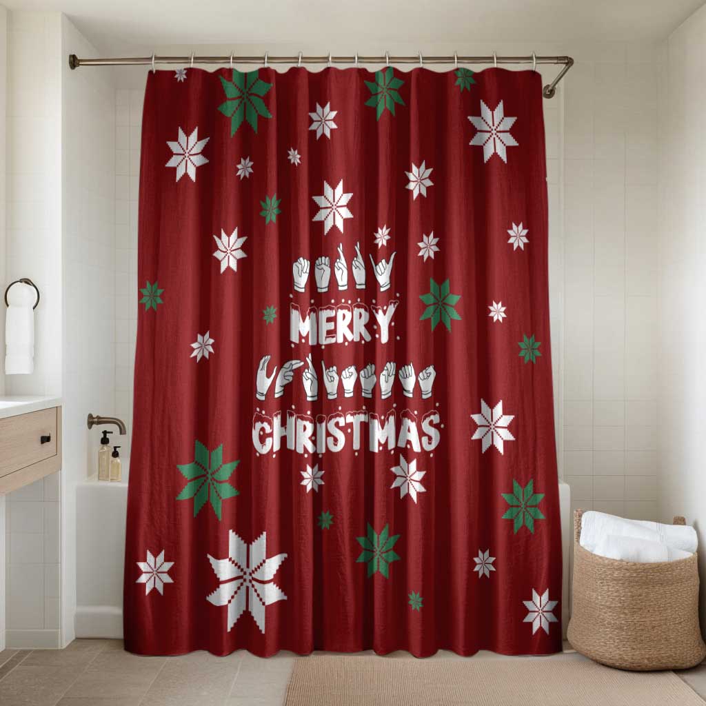 Sign Language Merry Christmas Bathroom Set Xmas Holiday Patterns - Wonder Print Shop