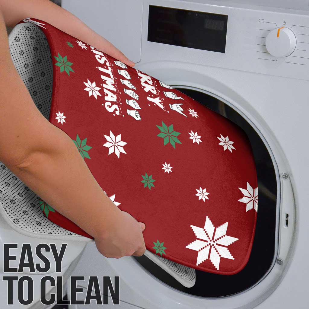 Sign Language Merry Christmas Bathroom Set Xmas Holiday Patterns - Wonder Print Shop