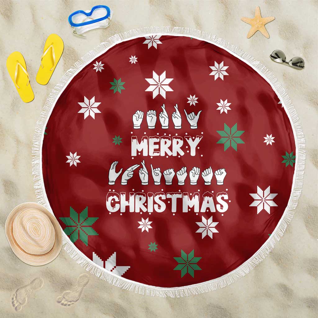 Sign Language Merry Christmas Beach Blanket Xmas Holiday Patterns - Wonder Print Shop