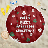 Sign Language Merry Christmas Beach Blanket Xmas Holiday Patterns - Wonder Print Shop