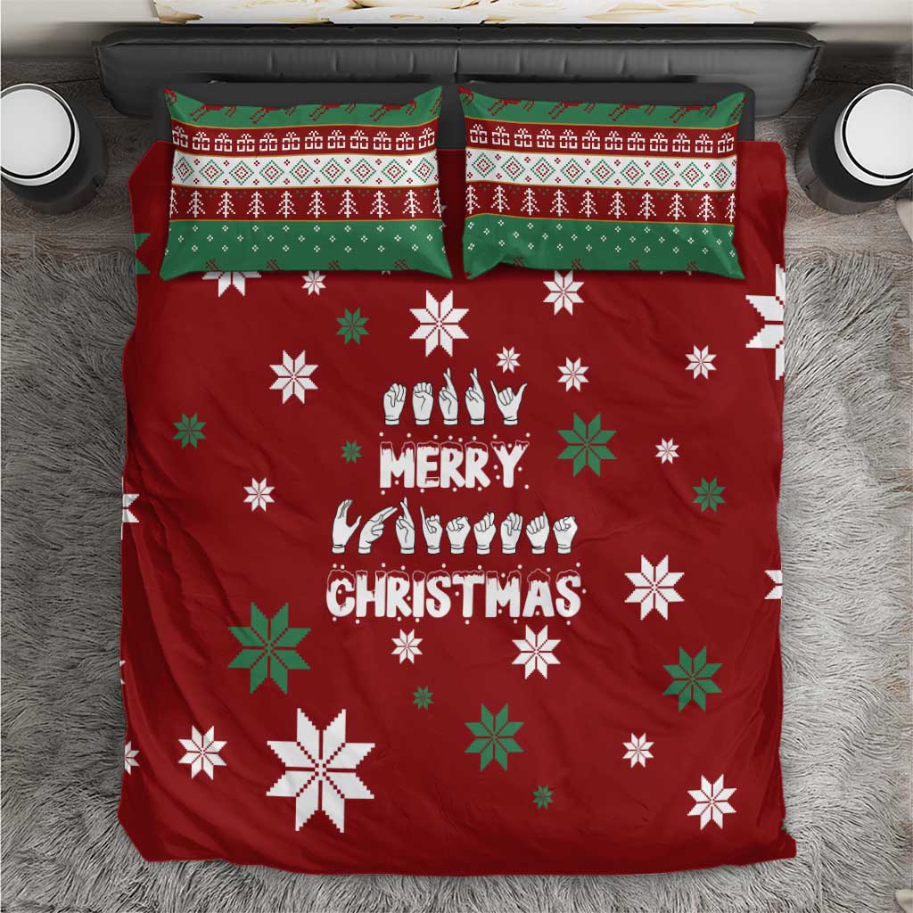 Sign Language Merry Christmas Bedding Set Xmas Holiday Patterns - Wonder Print Shop