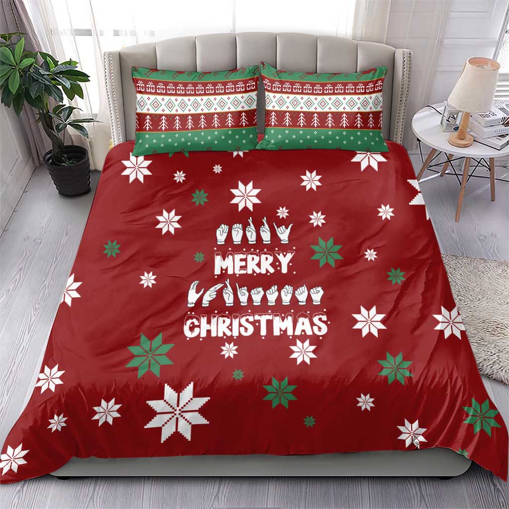 Sign Language Merry Christmas Bedding Set Xmas Holiday Patterns - Wonder Print Shop