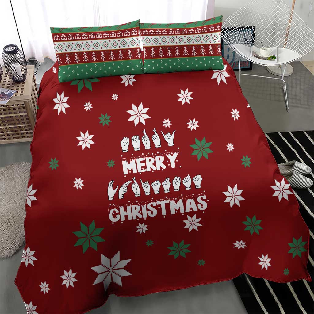 Sign Language Merry Christmas Bedding Set Xmas Holiday Patterns - Wonder Print Shop