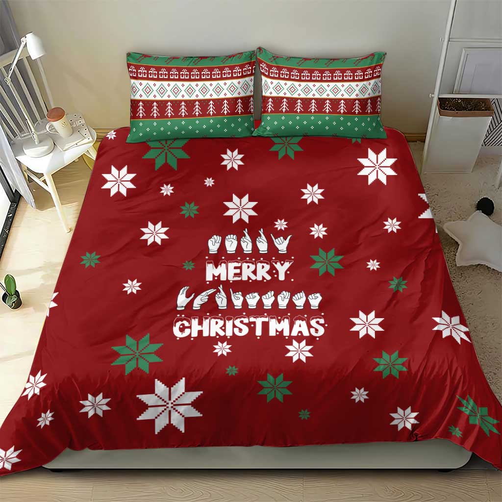 Sign Language Merry Christmas Bedding Set Xmas Holiday Patterns - Wonder Print Shop