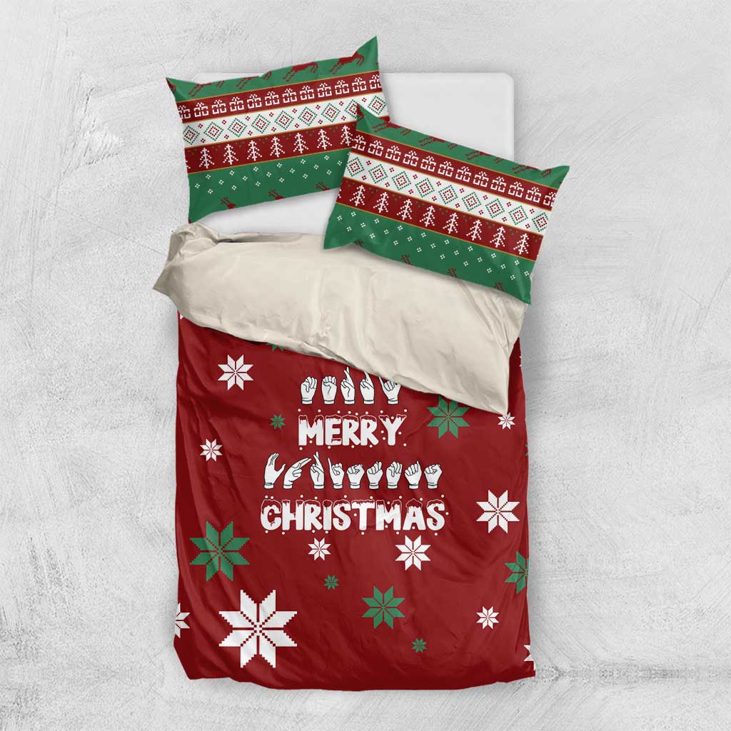 Sign Language Merry Christmas Bedding Set Xmas Holiday Patterns - Wonder Print Shop