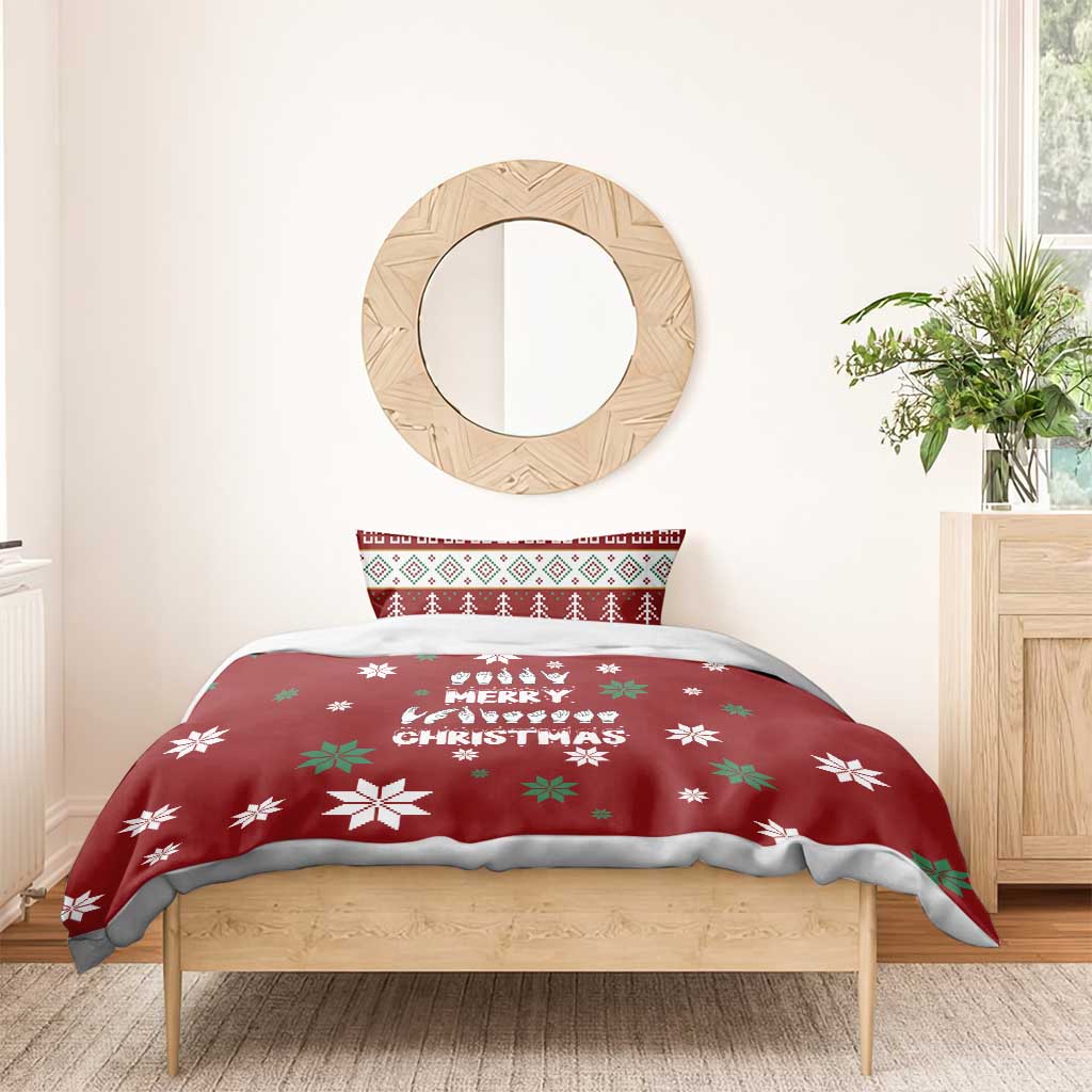Sign Language Merry Christmas Bedding Set Xmas Holiday Patterns - Wonder Print Shop