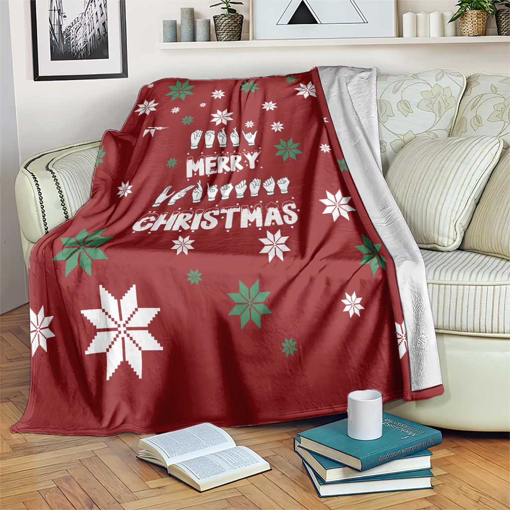 Sign Language Merry Christmas Blanket Xmas Holiday Patterns - Wonder Print Shop