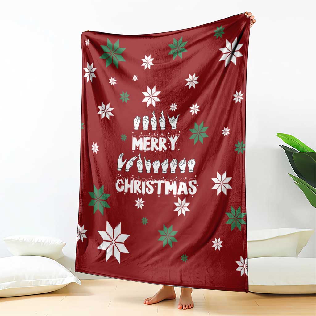 Sign Language Merry Christmas Blanket Xmas Holiday Patterns - Wonder Print Shop