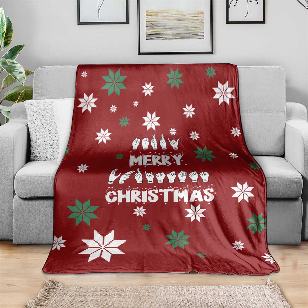 Sign Language Merry Christmas Blanket Xmas Holiday Patterns - Wonder Print Shop