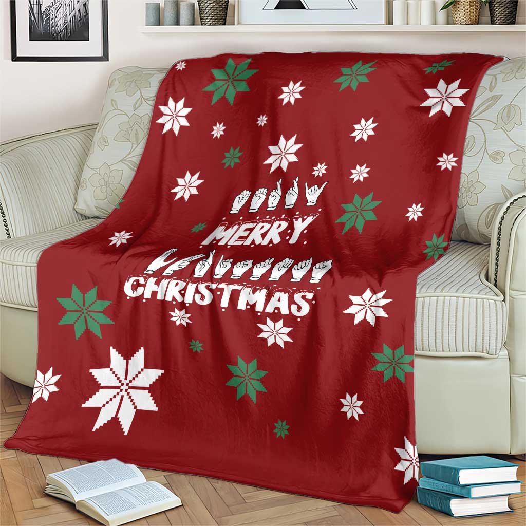 Sign Language Merry Christmas Blanket Xmas Holiday Patterns - Wonder Print Shop