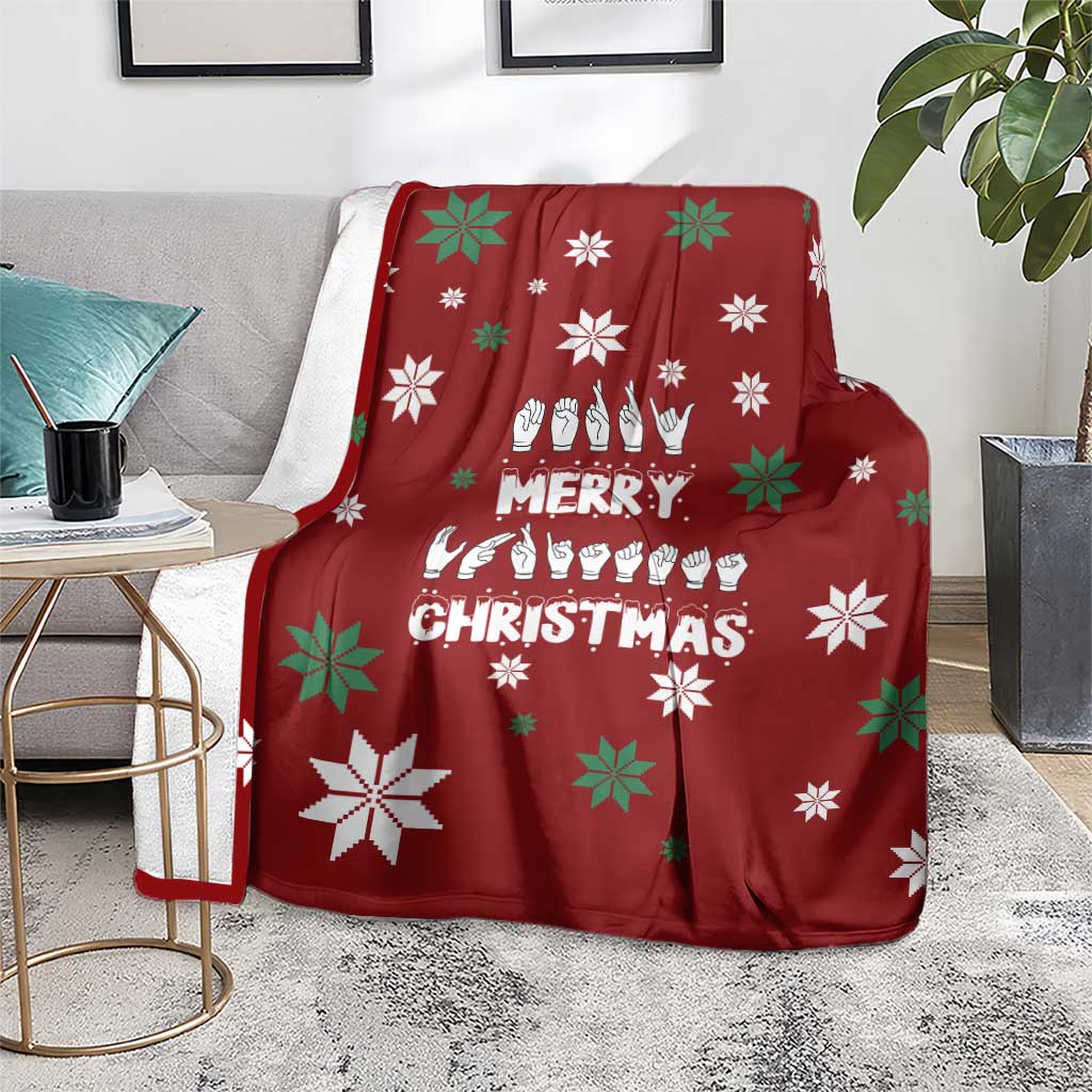 Sign Language Merry Christmas Blanket Xmas Holiday Patterns - Wonder Print Shop