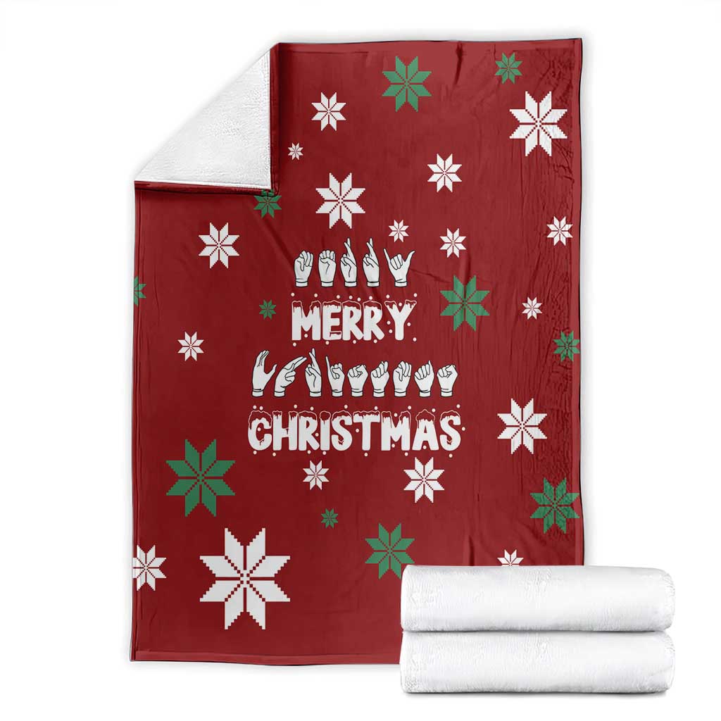 Sign Language Merry Christmas Blanket Xmas Holiday Patterns - Wonder Print Shop