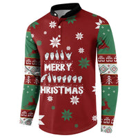 Sign Language Merry Christmas Button Sweatshirt Xmas Holiday Patterns - Wonder Print Shop
