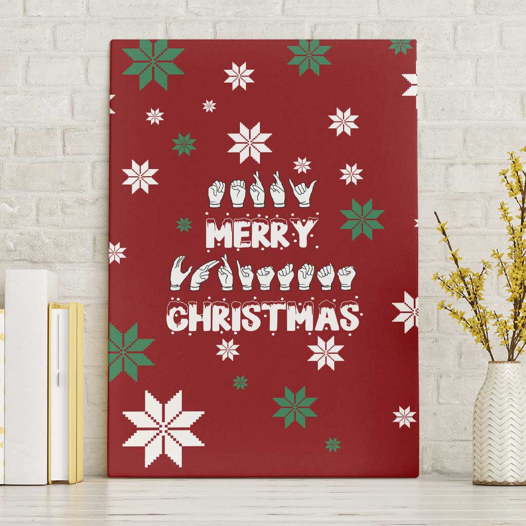 Sign Language Merry Christmas Canvas Wall Art Xmas Holiday Patterns - Wonder Print Shop