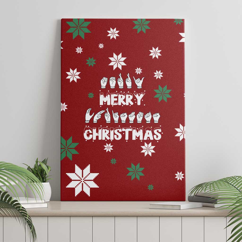 Sign Language Merry Christmas Canvas Wall Art Xmas Holiday Patterns - Wonder Print Shop