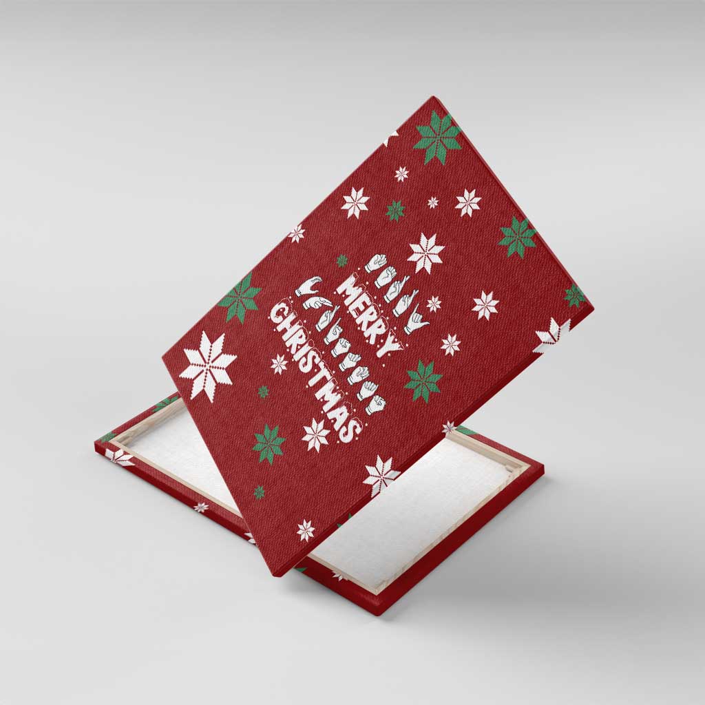 Sign Language Merry Christmas Canvas Wall Art Xmas Holiday Patterns - Wonder Print Shop