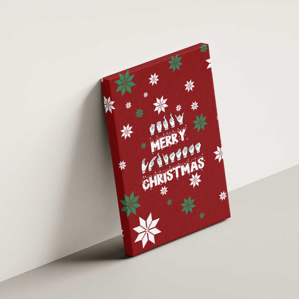 Sign Language Merry Christmas Canvas Wall Art Xmas Holiday Patterns - Wonder Print Shop