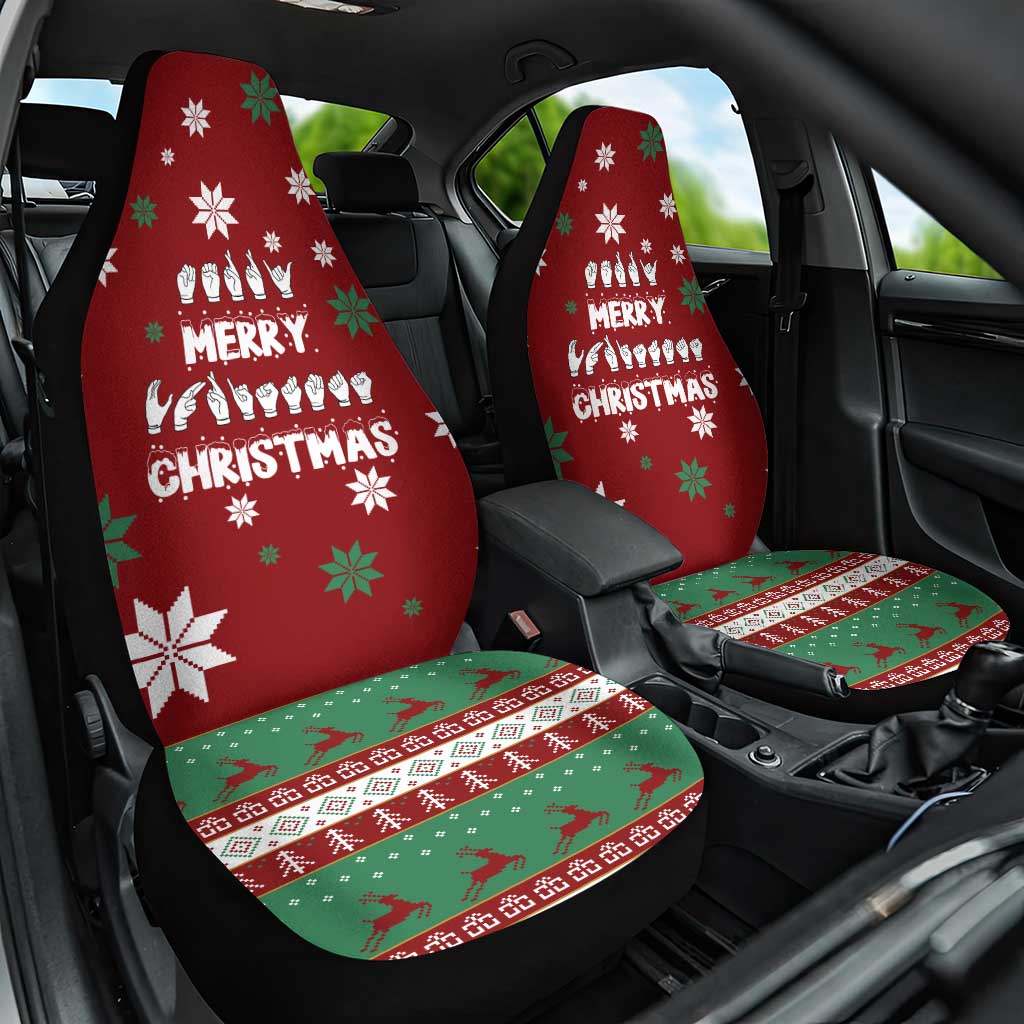 Sign Language Merry Christmas Car Seat Cover Xmas Holiday Patterns - Wonder Print Shop