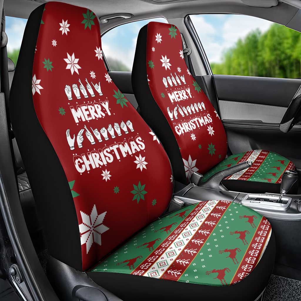 Sign Language Merry Christmas Car Seat Cover Xmas Holiday Patterns - Wonder Print Shop