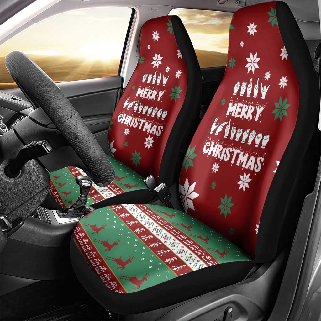 Sign Language Merry Christmas Car Seat Cover Xmas Holiday Patterns - Wonder Print Shop