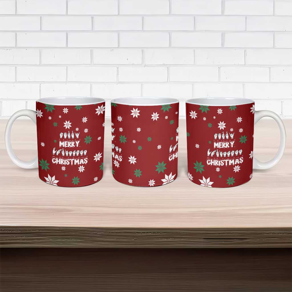 Sign Language Merry Christmas Ceramic Mug Xmas Holiday Patterns - Wonder Print Shop