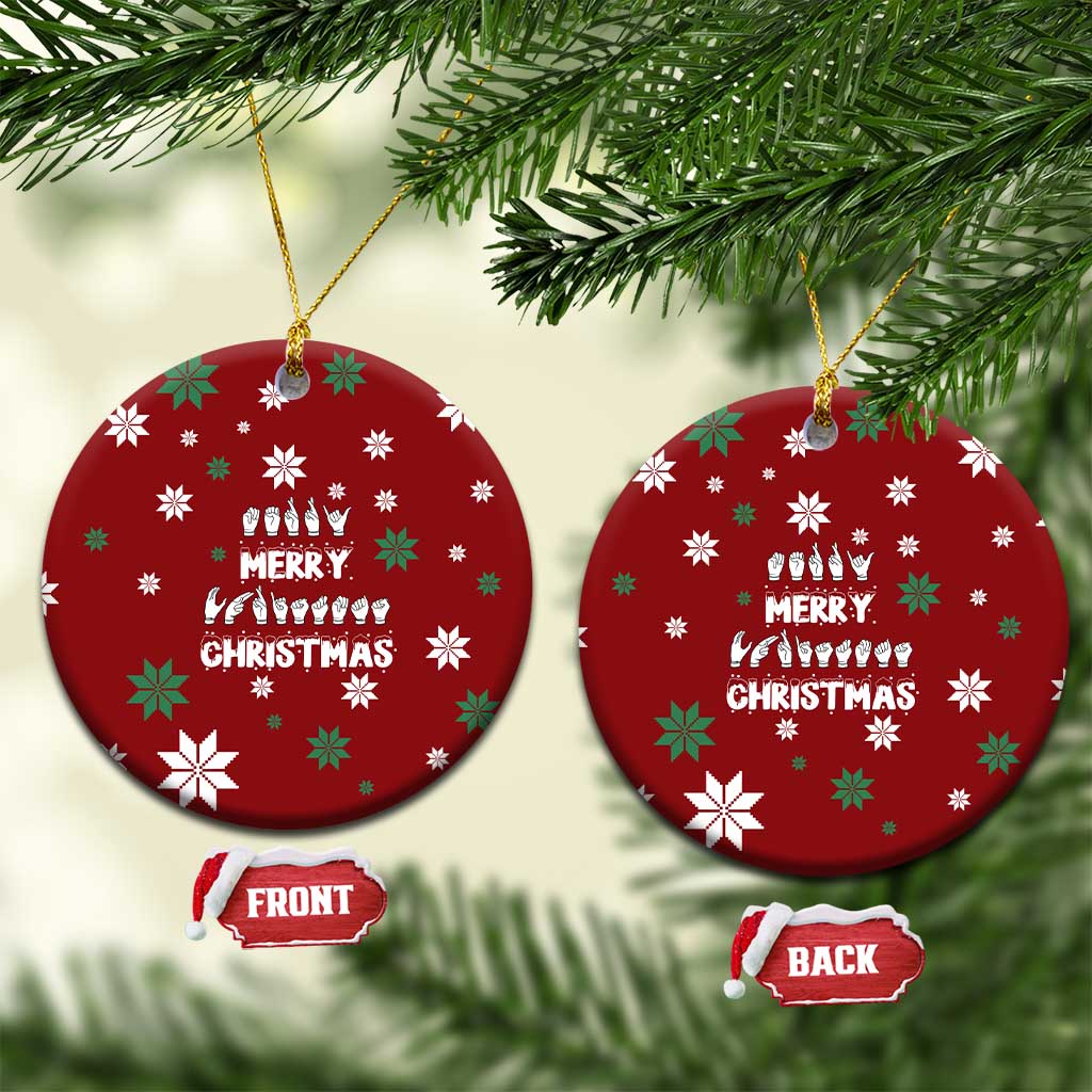 Sign Language Merry Christmas Ceramic Ornament Xmas Holiday Patterns - Wonder Print Shop