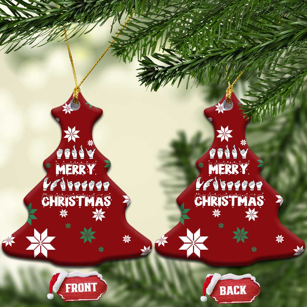 Sign Language Merry Christmas Ceramic Ornament Xmas Holiday Patterns - Wonder Print Shop